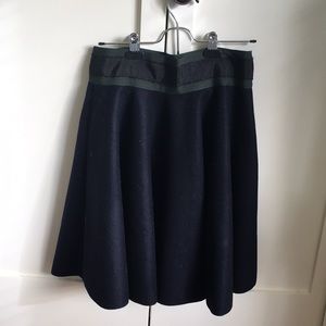 Navy midi felt skirt from Anthropologie